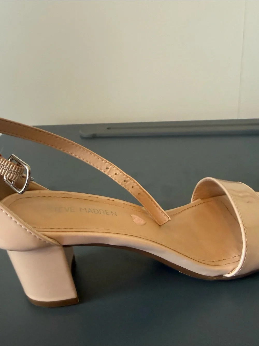 Blush Ankle-Strap Patent Sandals - Steve Madden, size 2
